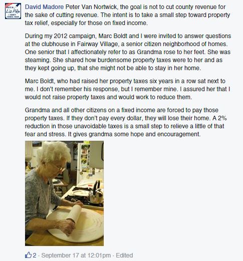 Grandma gets a shout out on Clark County Councilor David Madore's Facebook page.