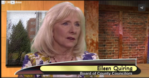 Councilor Eileen Quiring being interviewed on CVTV. 