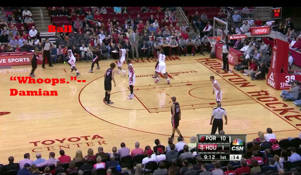 Telegraphed pass by Lillard picked off by Beverley, via NBA.com