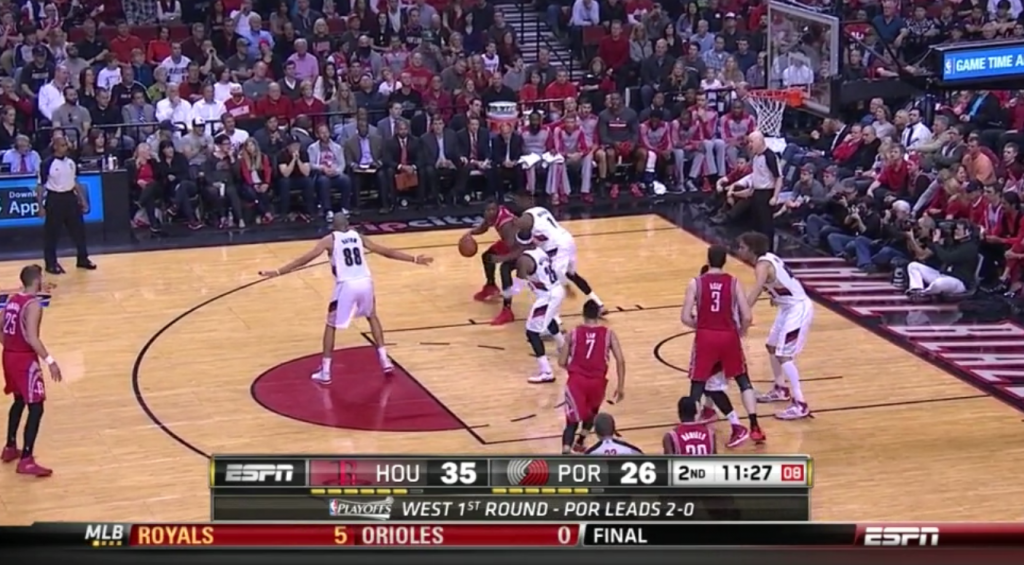 Matthews is in the paint and Asik plants himself behind him for the pick. 