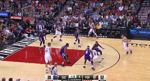 The flare screen play doesn't result in anything, so after another one, Dame and Meyers run pick-and-roll, something that he and Matthews would often do. 