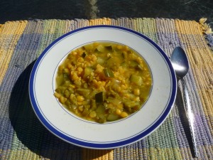 Split pea and zucchini soup