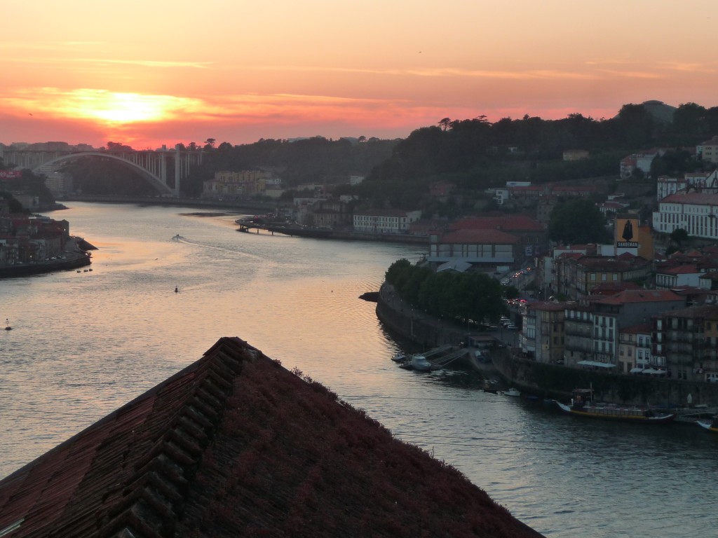 sunset over the Douro from our apartment in Porto, Portugal
