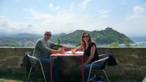Dan & Viki enjoying cider atop Monte Urgull