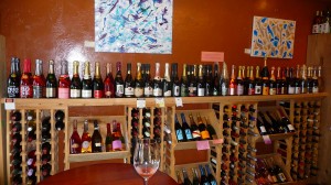 A wall of champagne greets people as they enter Evergreen Wine Cellar. Pam, the owner, is very proud of her impressive selection of bubbles.