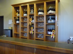 Tasting room of Backyard Vineyards. Several cheese & meat platter options are available as well as a couple paninis to pair with complimentary wine tastings.