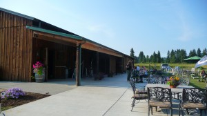 Inviting outdoor seating at Moulton Falls puts wine lovers in the midst of the beauty of the Lucia Valley