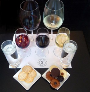 Tawny, ruby and white port samples along with cracker and chocolate pairings in Portugal