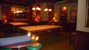The second, more intimate, pool room at Uptown Billiards. Fun to reserve a table by the hour for date night or a group of friends in a well-appointed restaurant and lounge. 