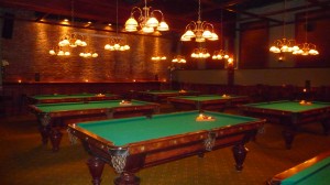 One of the two pool table parlors at Uptown Billiard Club in NW Portland