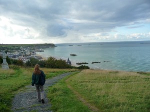 Arromanches France - the heart of Normandy where the D-Day landings took place June 6, 1944-remains of the artificial harbor a chilling reminder 