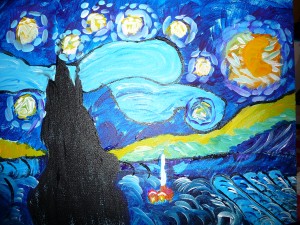 I'm no Van Gogh but Starry Night looks pretty darned good on my mantle if I do say so myself. 