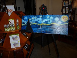 A large example of Starry Night was placed at the head of the tables