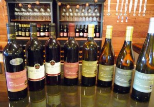 A selection of Dan Andersen's extensive wine lineup at Three Brothers Vineyards