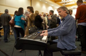 While Northwest artist, John Nilsen, performed solo piano, the crowd mingled from table to table tasting varietals from over 15 vineyards comprising seven AVAs in Washington State. Maryhill Winery 