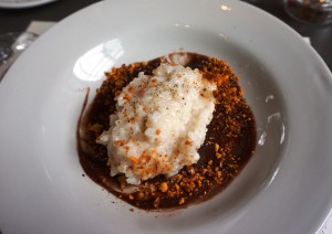 The Bent Brick's syrah-inspired rice pudding dessert with a chili-infused sauce took on apple pie characteristics with a vintage of Reustle's decadent Riesling. Viki Eierdam