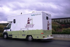 Many of the medical services provided to Willamette Valley vineyard workers through Tuality Healthcare and ¡Salud! are done so via mobile outreach efforts. Viki Eierdam