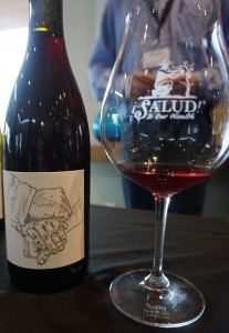 Winemakers like Brian Marcy of Big Table Farm poured exclusive cuvées during November’s Oregon Pinot Noir Auction. This wine label, designed by Clare Carver, is a rendering of the vineyard worker who picked the grapes for their ¡Salud! cuvée. Viki Eierdam 