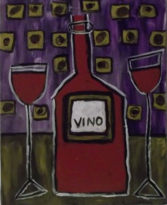 Paint 'Vino', a fun and colorful piece perfect to bring a splash of whimsy to any room in the house, this Friday night at Washougal's Wild Flour Café. Photo courtesy of The Paint Roller 