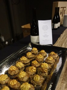 Duroc Pork Crepinette with Hazelnuts, White Truffle and Sweet Potato Puff paired with 2012 Tualatin Estate Pinot Noir. Dan Eierdam 