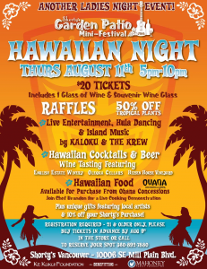 The clock is ticking and today is the last day to purchase tickets for Shorty’s Garden & Home Ladies Hawaiian Night.