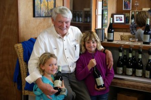 Vidon winemaker, Don Hagge, pictured with his granddaughters, Brigita and Mirabelle, after whom two of his estate pinot noir clones are named. Photo provided. 