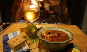 Cozy up to the fire with this Chicken Chili with Jalapeños, some cornbread and an off-dry riesling like Brooks Sweet P Riesling, Pomeroy Cellars 2014 Riesling or Efestē 2014 Evergreen. Viki Eierdam   