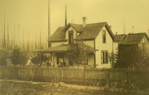This 1906 photo shows a home owned by Gus and Anna Minuth. Note the burned trees that surround it, destroyed by the Yacolt Burn of 1902. (Files/The Columbian)