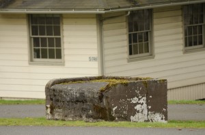 A concrete pedestal at the Vancouver barracks Wednesday April 7, 2010. (The Columbian/Troy Wayrynen) 