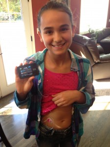Julie Mourao and her new insulin pump.