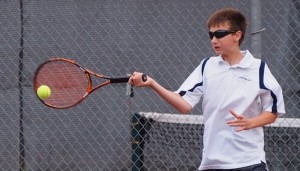 Skyview's Andrew Kabacy, No. 2 singles at Heritage, Sept. 24, 2014. (Jeff Klein photo)