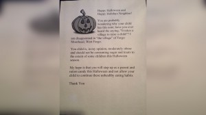 obese trick or treaters letter
