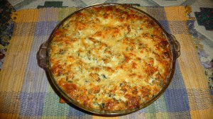 Artichoke Spinach dip hot out of the oven