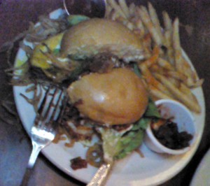 Screen Door-Back yard burger with egg and crispy fried onion (sorry about the horrible photo quality)