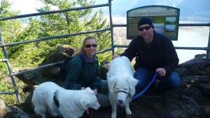 Atop Beacon Rock with unphotographable dogs-Baby and Challenge
