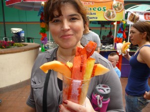 Lisa at The Market with her fruit cup