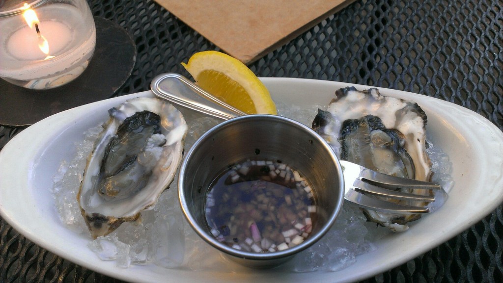 Our first oyster experience. Served on the half shell with mignonette at Interurban.
