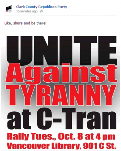 Clark County Republicans are helping to organize a protest on Oct. 8 against the C-Tran board's light rail vote.