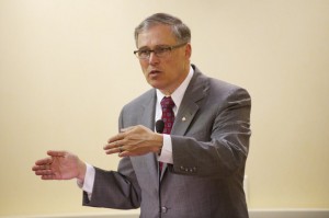 Washington Gov. Jay Inslee speaks at an event in Vancouver in March.