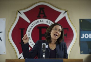 U.S. Sen. Maria Cantwell makes a campaign stop at the Vancouver Firefighters Union Hall October 26, 2012. (Steven Lane/The Columbian) 