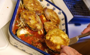 Assembling Eggplant Parmigiana is almost as fun as eating it.