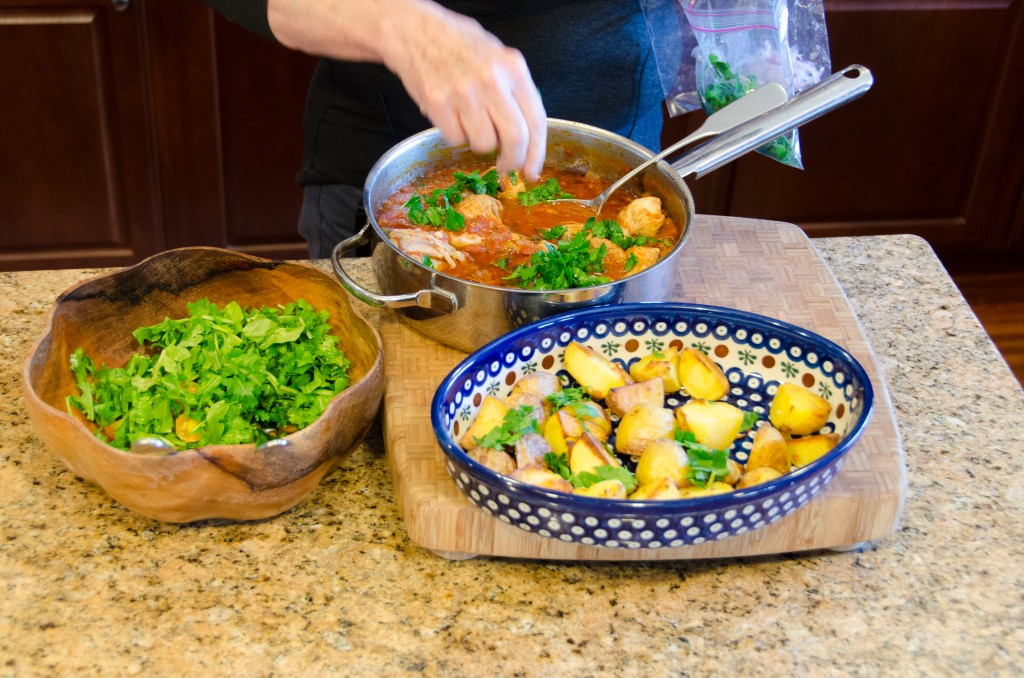 Chicken alla cacciatora served with roasted garlic potatoes and a salad with balsamic dressing. It's a do-ahead meal worthy of guests. Photo courtesy of Rachel Bauer Photography of Washougal: 