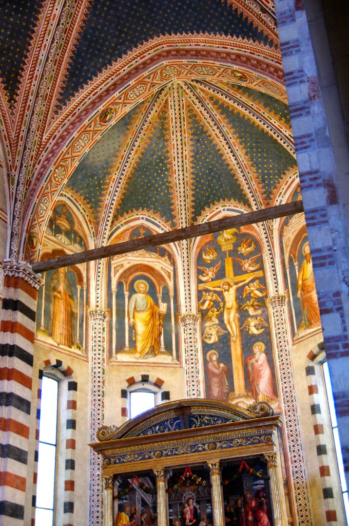 Inside the 5th century Basilica of San Zeno in Verona, Italy.