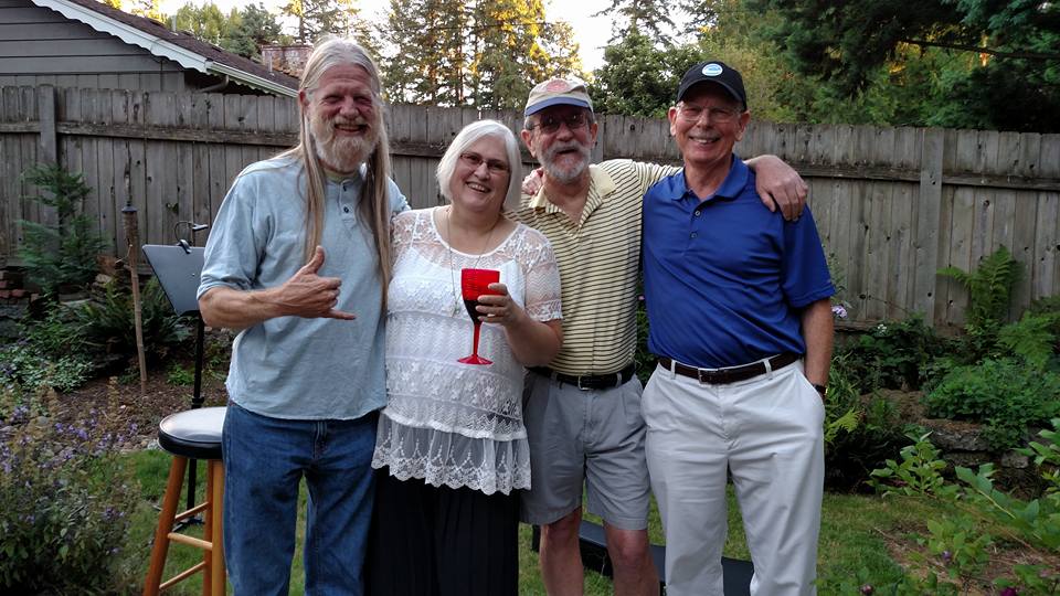 Former Columbian staffers Dave Olson, photographer; Fay Blackburn, who retired after 43 years of service; Jim Stasiowski, former political reporter and columnist; and Dave Kern, former reporter and metro editor, help send Fay into a happy retirement.
