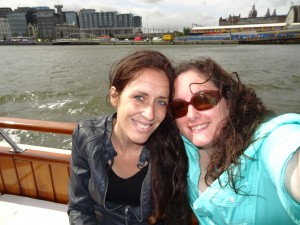 Crystal and friend Janine in the canals of Amsterdam