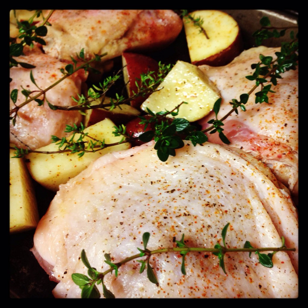 roasted chicken w: thyme before