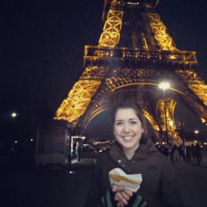 A strawberry and Nutella crepe in front of the Eiffel Tower? Oui oui!