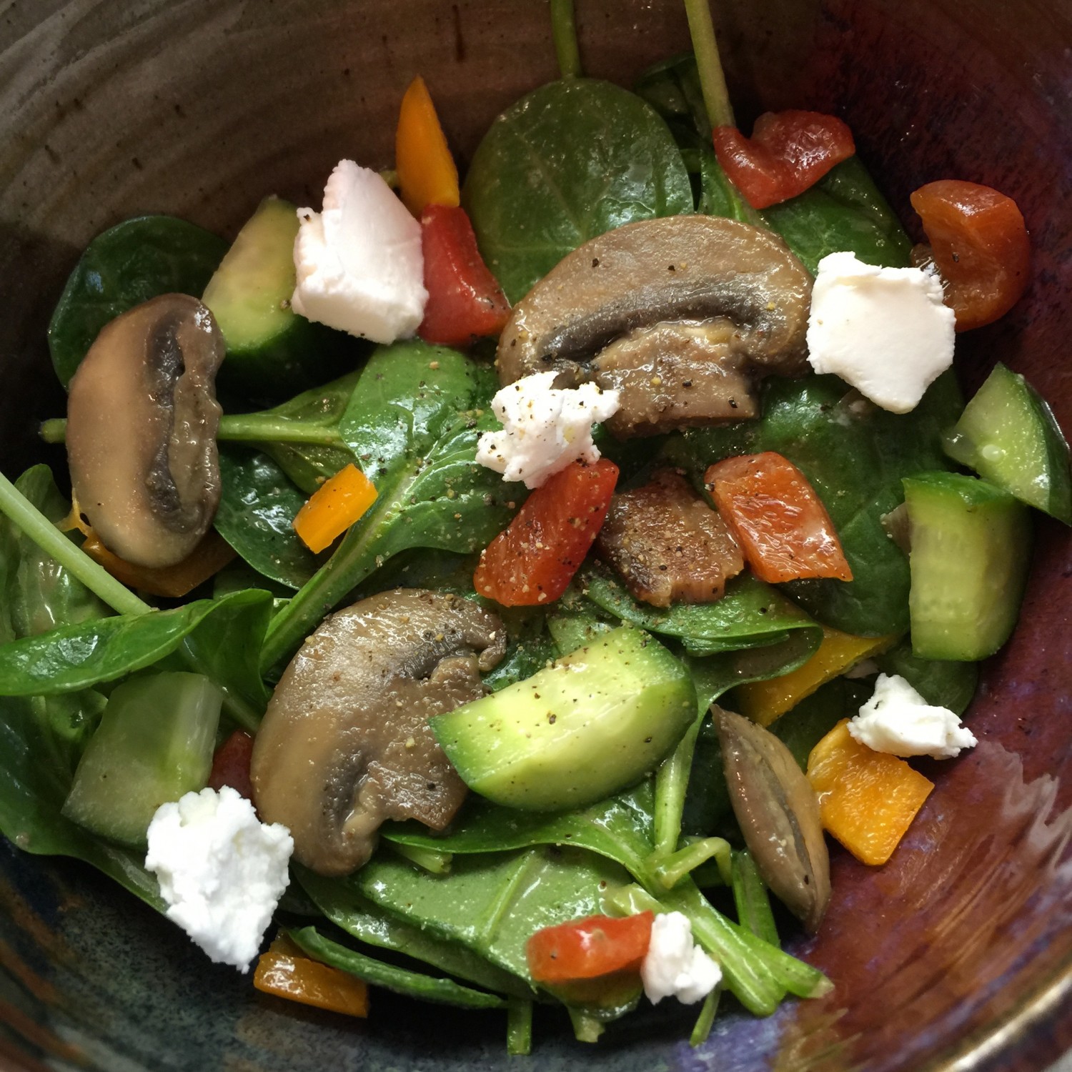 Spinach Salad With Warm Mushroom Topping - Home Made