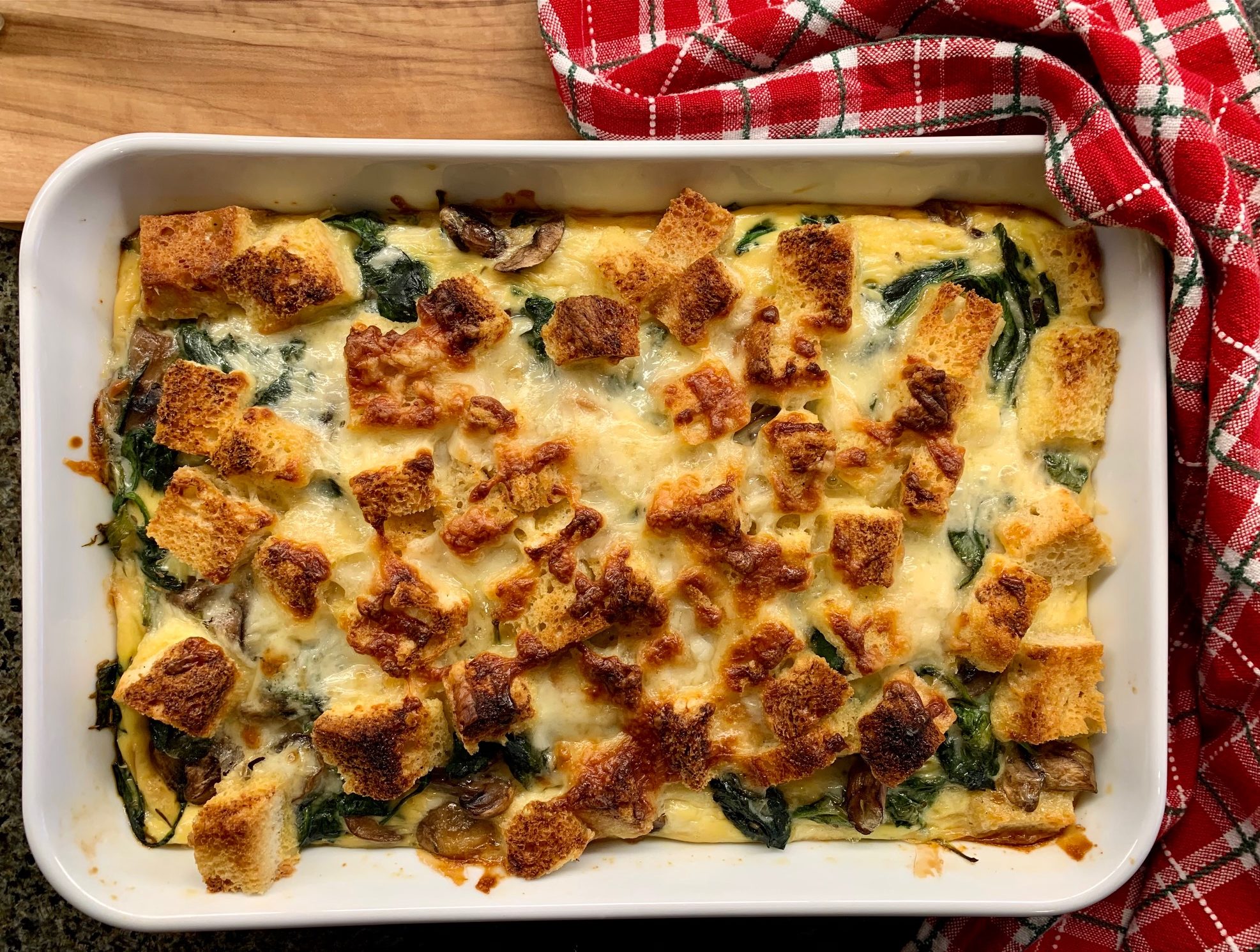 Spinach, Mushroom and Cheese Breakfast Casserole Home Made