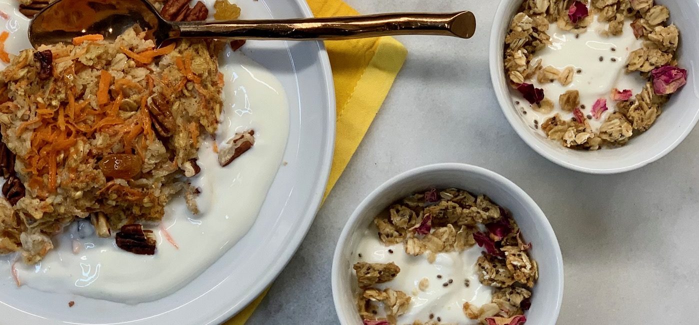 Morning Glory Baked Oatmeal And Tahini Pistachio Granola Home Made